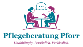 Logo der Pflegeberatung Pforr mit zwei Personen im Beratungsgespräch.